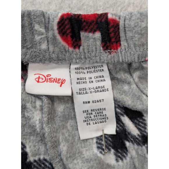 Mickey Mouse Disney Womans Pajama XL Pants Gray Plaid Fleece Lounge Pull On - Picture 2 of 8